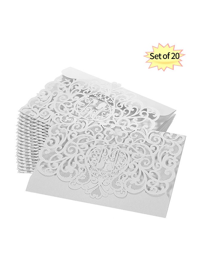 20-Piece Floral Pattern Decorative Invitation Card Cover D1378 18x12centimeter
