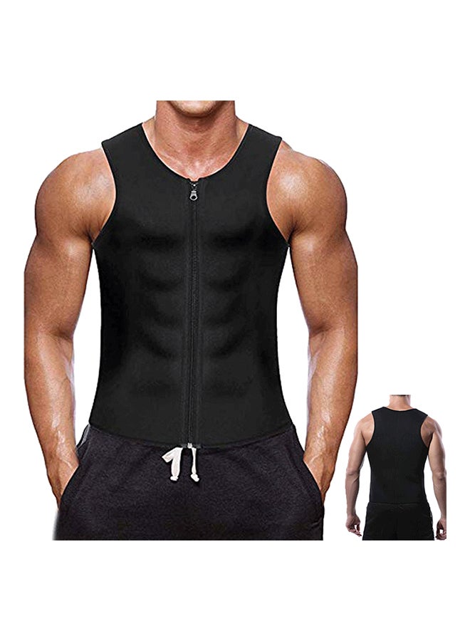 Zip Up Cotton Training Vest Black