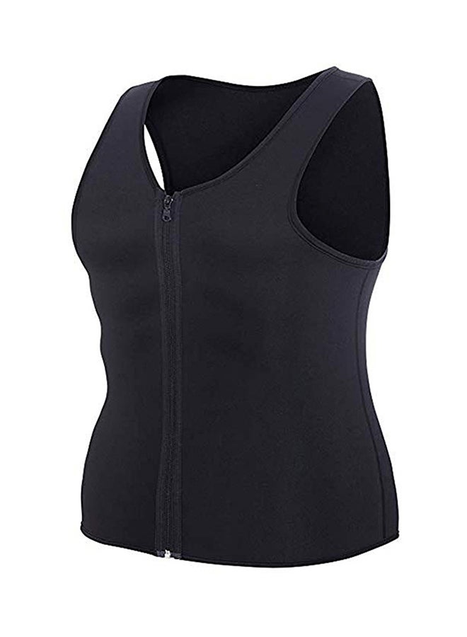 Zip Up Cotton Training Vest Black