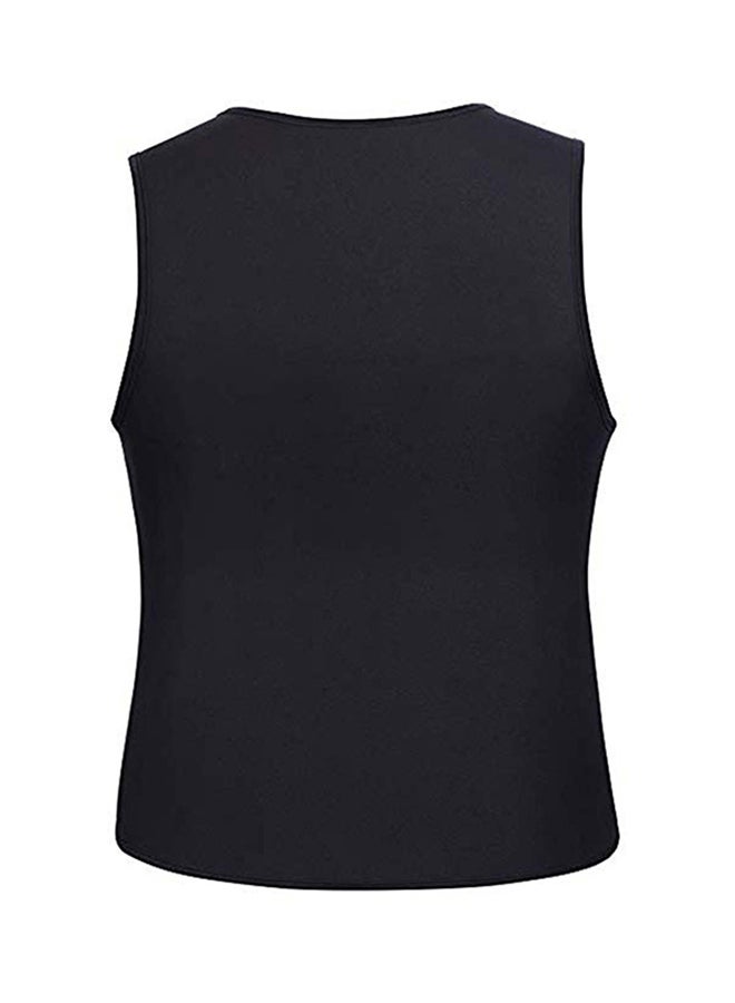 Zip Up Cotton Training Vest Black