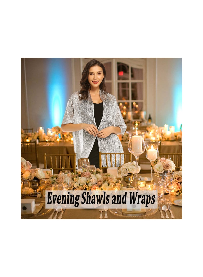 Shawls and Wraps, Sparkling Metallic Shawls and Wraps, Women’s Sparkling Shawls and Wraps, for Evening Party/Wedding/Formal Dresses (with Free Buckle)