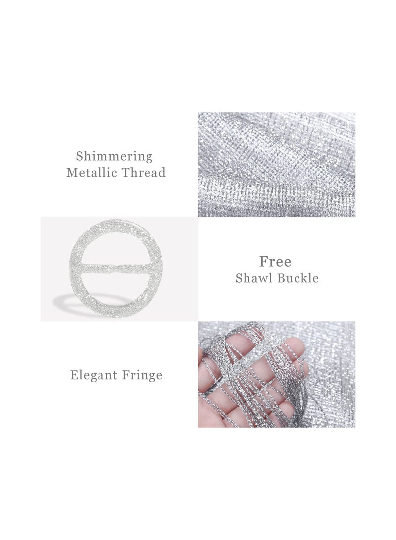 Shawls and Wraps, Sparkling Metallic Shawls and Wraps, Women’s Sparkling Shawls and Wraps, for Evening Party/Wedding/Formal Dresses (with Free Buckle)