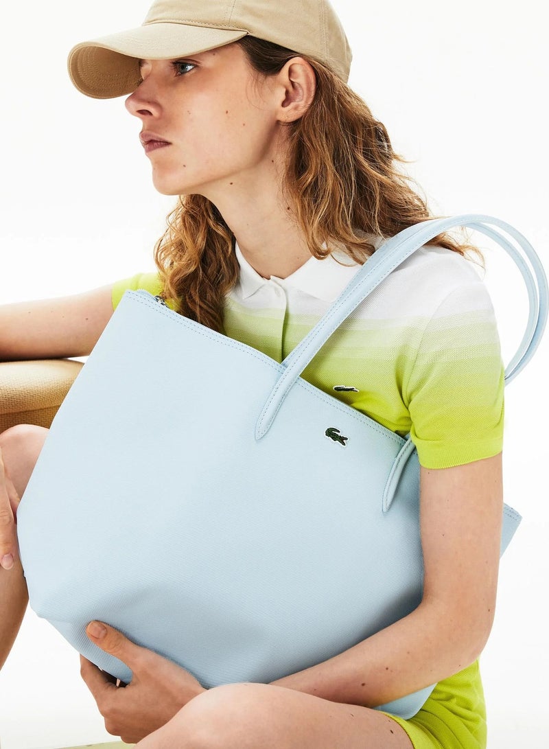 Women's L12.12 Concept Fashion Versatile Large Capacity Zipper Handbag Tote Bag Shoulder Bag Large Light Blue