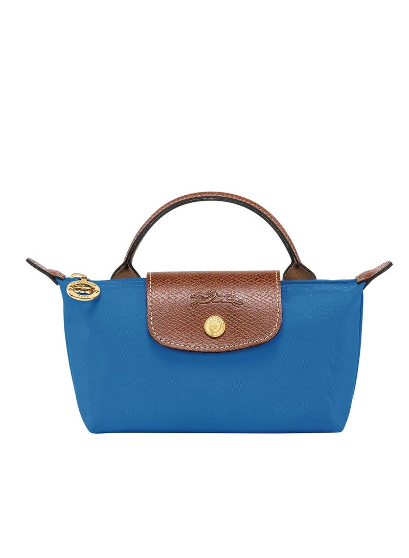 Women's mini makeup bag, handbag, blue classic shoulder bag