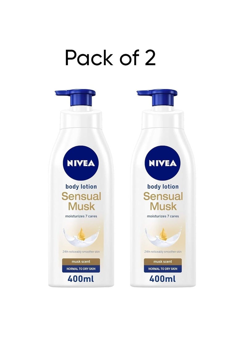 Sensual Musk Body Lotion, Musk Scent, Normal To Dry Skin 400ml pack of 2