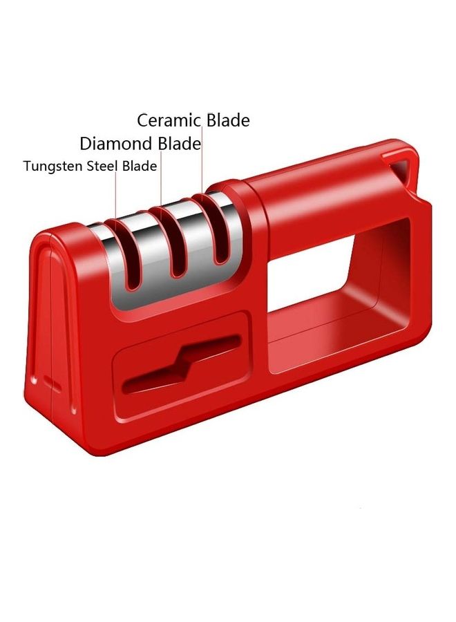 2-Piece Three-Stage Diamond Cutter Head Kitchen Sharpener Red/Silver