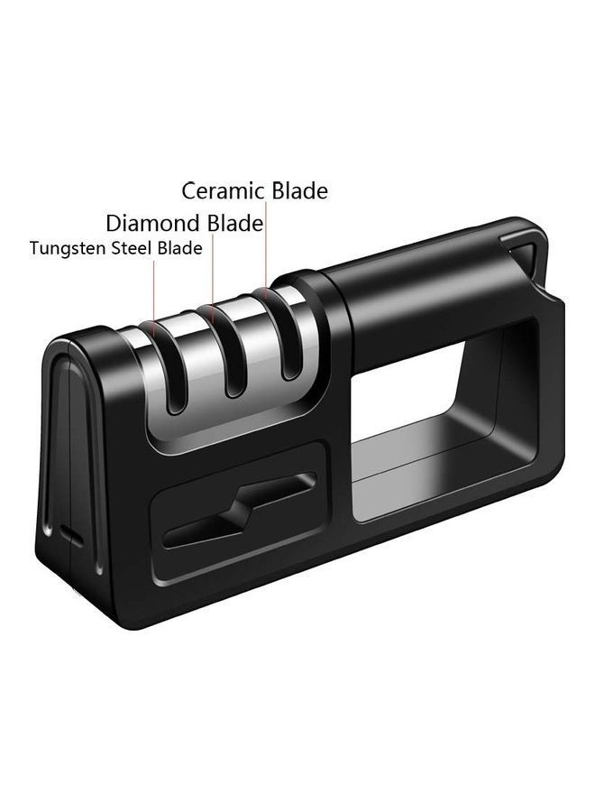 2-Piece Three-Stage Diamond Cutter Head Kitchen Sharpener Black/Silver