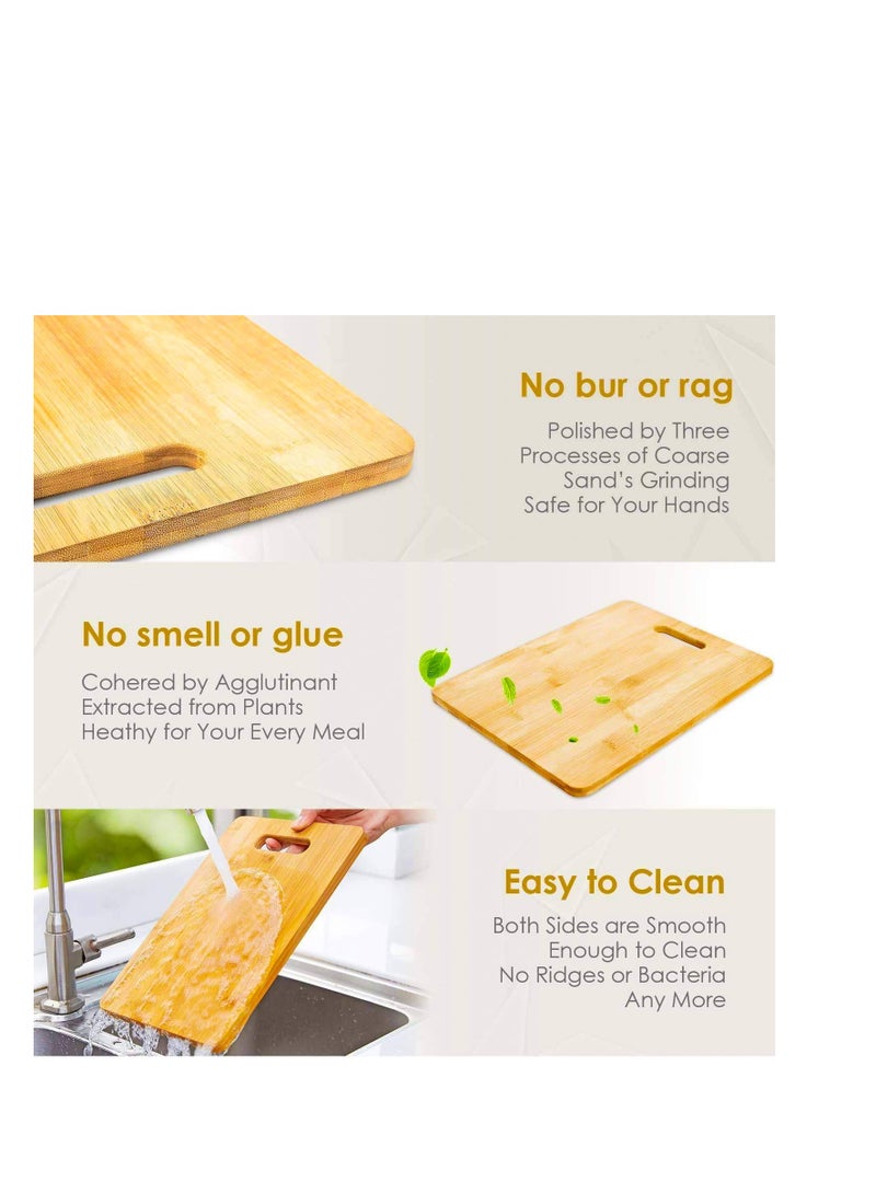 Bulfyss  Large Natural Bamboo Wood Chopping Cutting Board for Kitchen Vegetables, Fruits & Cheese, Free, Eco-Friendly, Anti-Microbial (34 x 24cm)