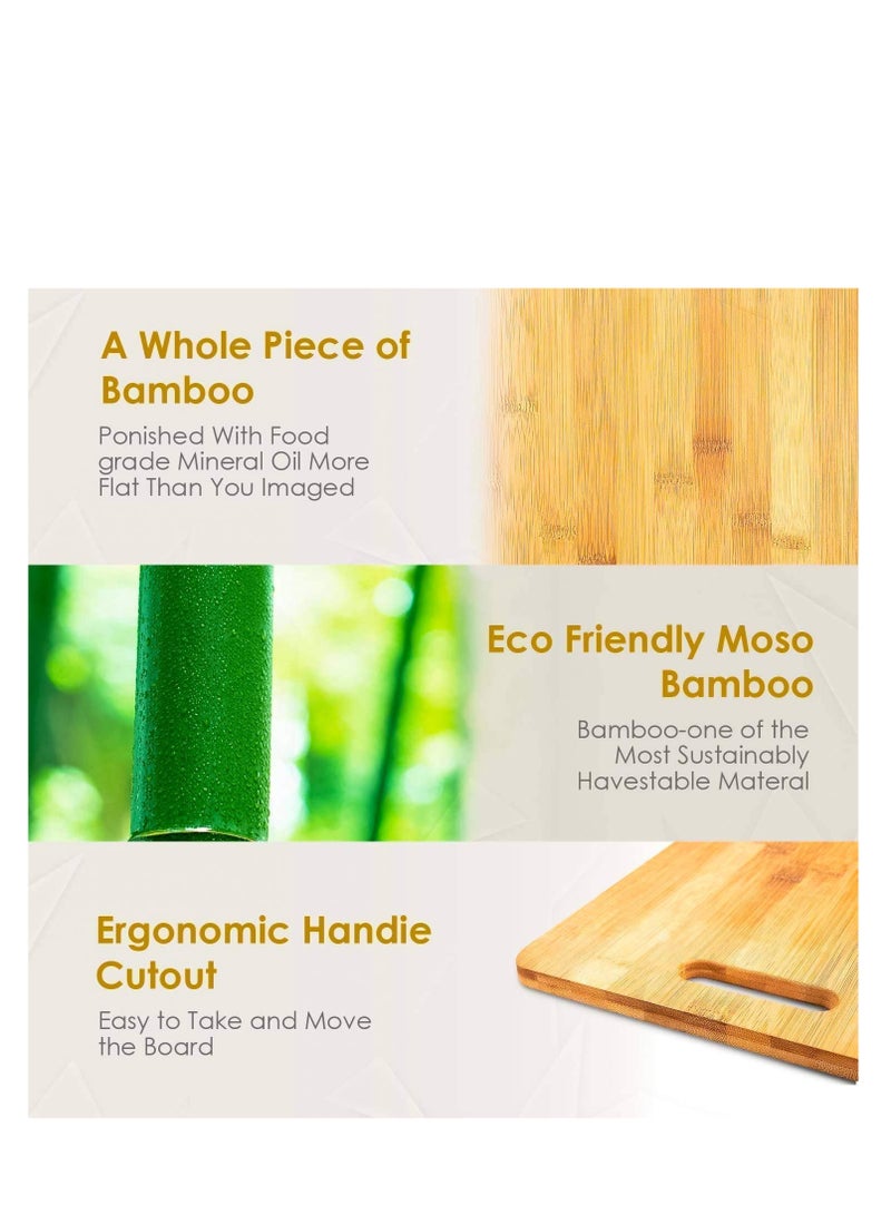 Bulfyss  Large Natural Bamboo Wood Chopping Cutting Board for Kitchen Vegetables, Fruits & Cheese, Free, Eco-Friendly, Anti-Microbial (34 x 24cm)