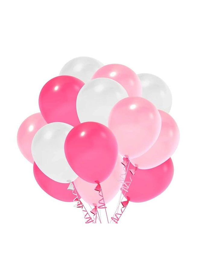 10 Pink & White Helium Balloons