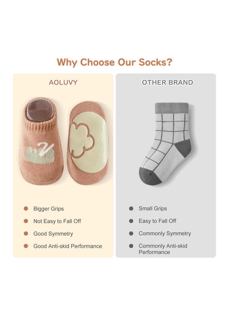 Comfy Anti-Slip Toddler Socks Set 5 Pairs for Kids Aged 1-3 Ideal for Playtime and Safety