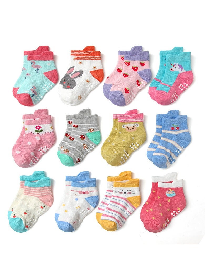 Children's Floor Socks Baby Non-Slip Socks 12 Pairs