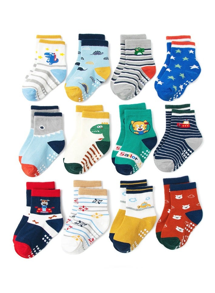 Children's Floor Socks Baby Non-Slip Socks 12 Pairs