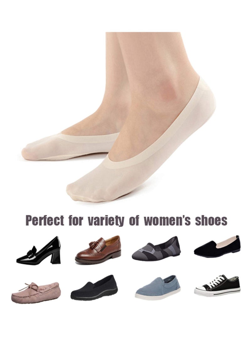 Thin Socks Ice silk skin tone Cotton Nylon Low Cut Liner Non Slip hidden Invisible for Flats Boat Sneaker 4 pack