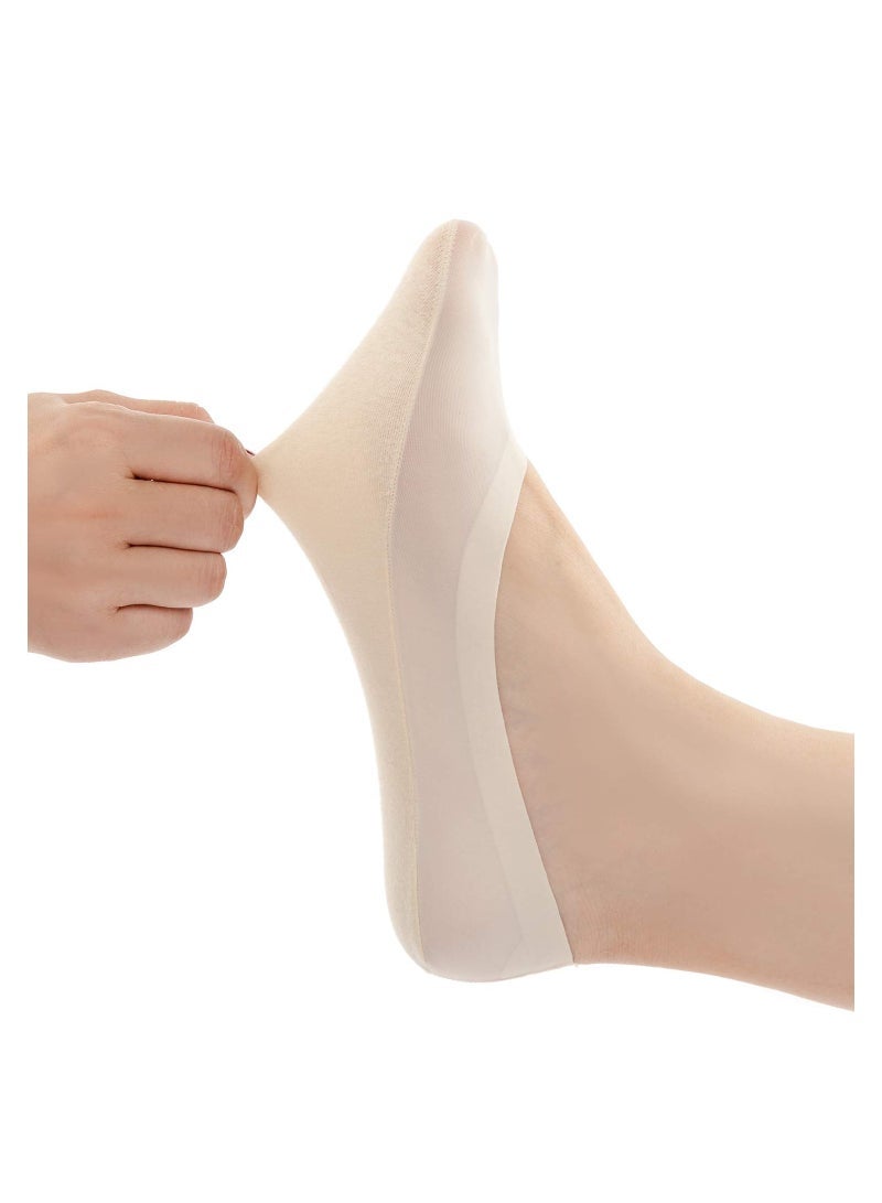 Thin Socks Ice silk skin tone Cotton Nylon Low Cut Liner Non Slip hidden Invisible for Flats Boat Sneaker 4 pack