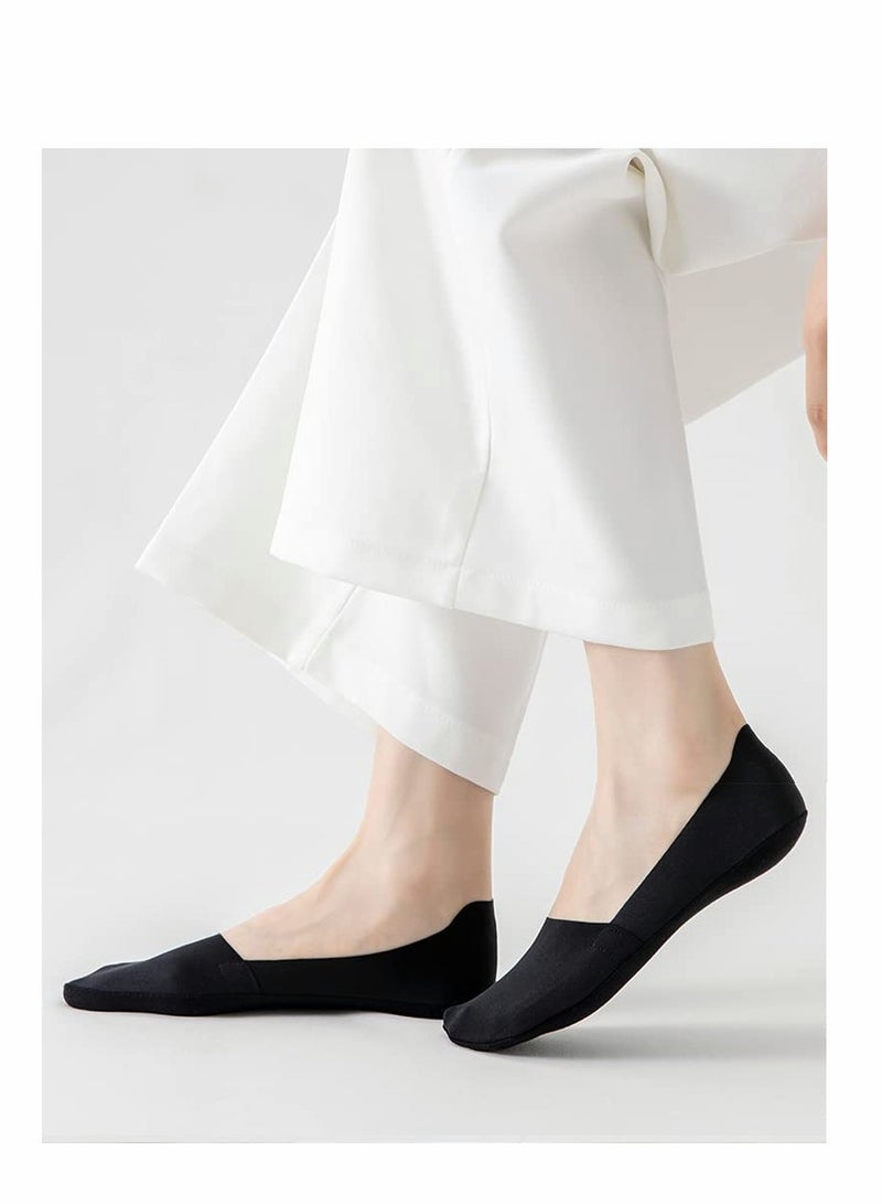 Thin Socks Ice silk skin tone No Show Liner Socks Women Low Cut Cotton Nylon Boat Invisible Hidden Socks Non Slip for Flats Skin Tone 2 Black