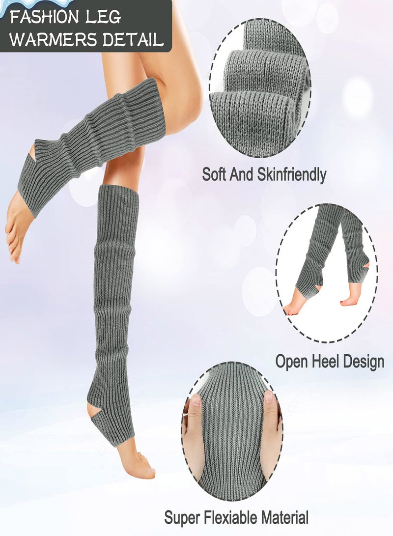 Winter Ribbed Knit Leg Warmers for Women - 2 Pairs of Toeless Ballet Leg Sleeves for Dance, Yoga, and Sports - Comfortable Foot Warmers for Active Girls