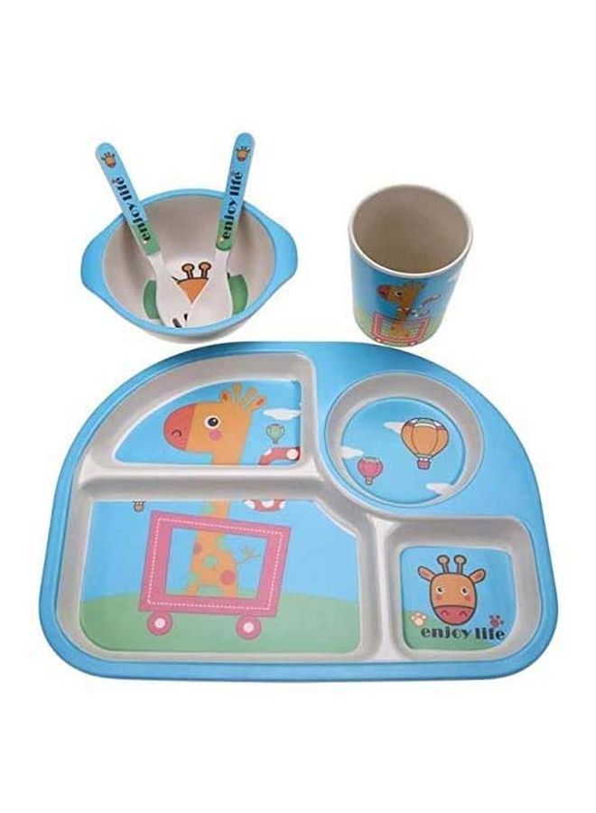 5-Piece Cartoon Animal Printed Plate Set