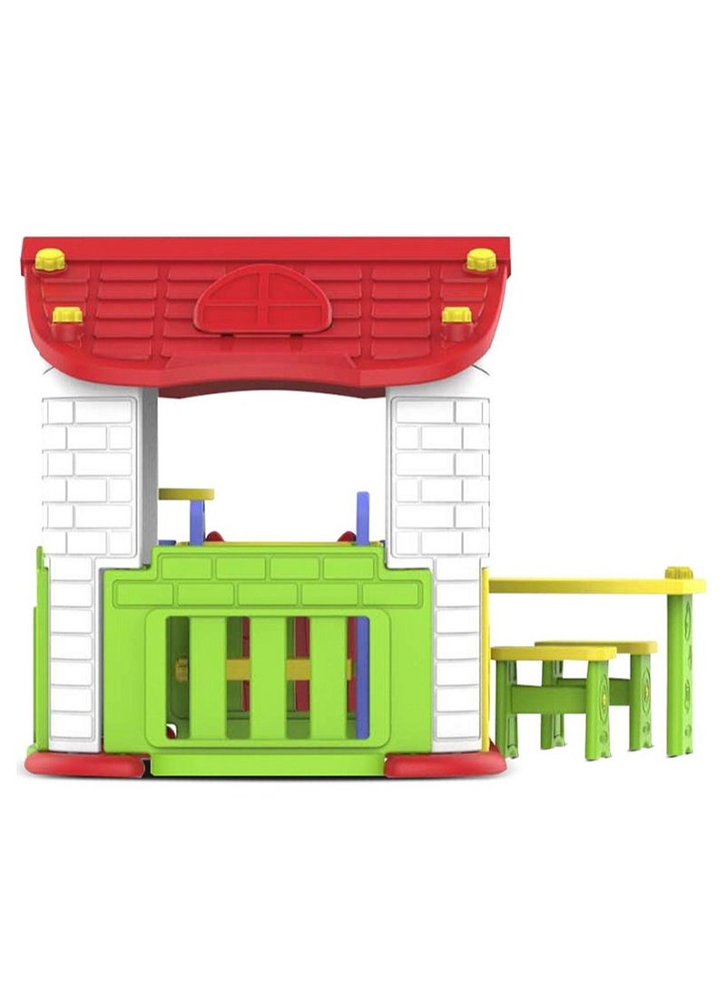 Big Happy Playhouse with slide and Chairs