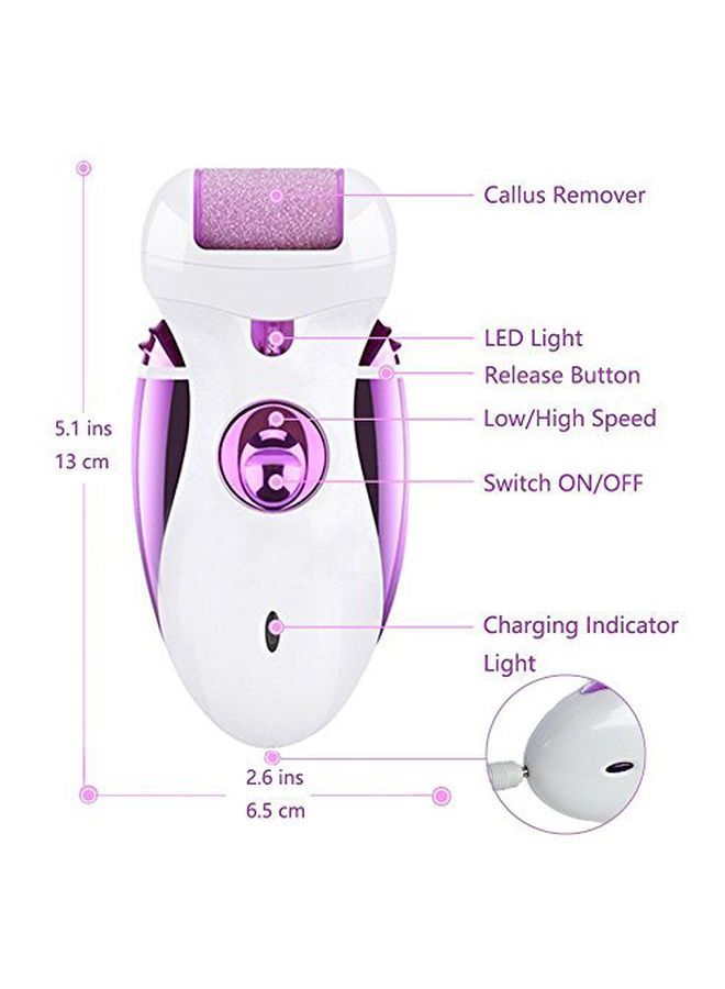 4-In-1 Rechargeble Electric Epilator White/Purple