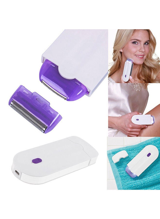 Rechargeable Painless Touch Laser Epilator White/Purple 13x2x8cm