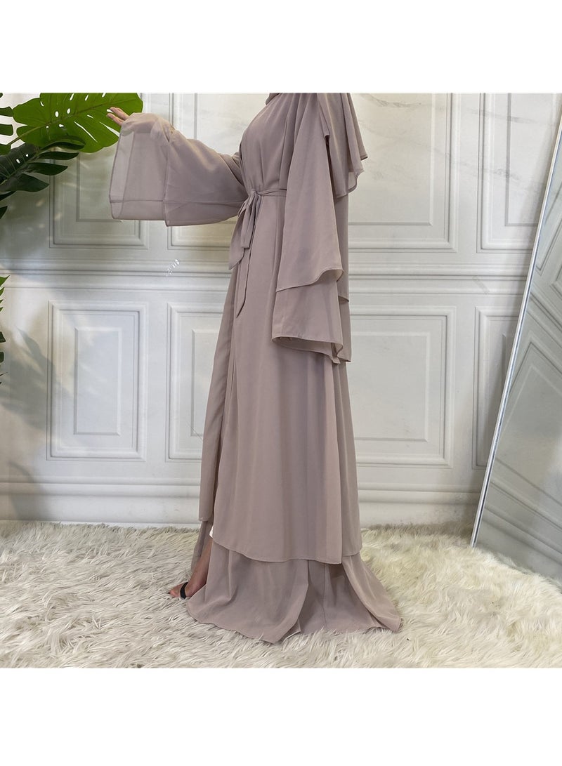 Women Abaya, Comfortable Muslim Dress Solid Loose Fit Long Cardigan Hijab, Durable And Breathable Robe Open Front Kaftan Maxi Dress For Women Teens, (Size XL, Wine Red)