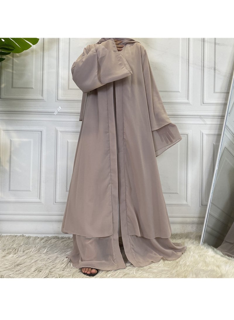 Women Abaya, Comfortable Muslim Dress Solid Loose Fit Long Cardigan Hijab, Durable And Breathable Robe Open Front Kaftan Maxi Dress For Women Teens, (Size XL, Wine Red)