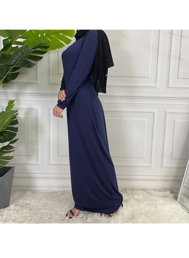 Mock Neck Casual Abaya, Soft Breathable Long Sleeve Women Abaya Dress, Long Lasting Comfortable Normal Muslim Women Islamic Dress for Prayer, Daily Wear, Occasion Wear, ( Size XL, Grey )