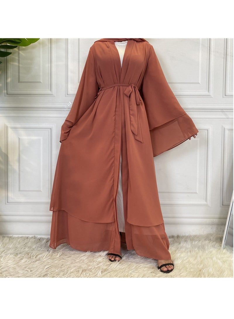 Women Abaya, Comfortable Muslim Dress Solid Loose Fit Long Cardigan Hijab, Durable And Breathable Robe Open Front Kaftan Maxi Dress For Women Teens, (Size L, Skin Powder)