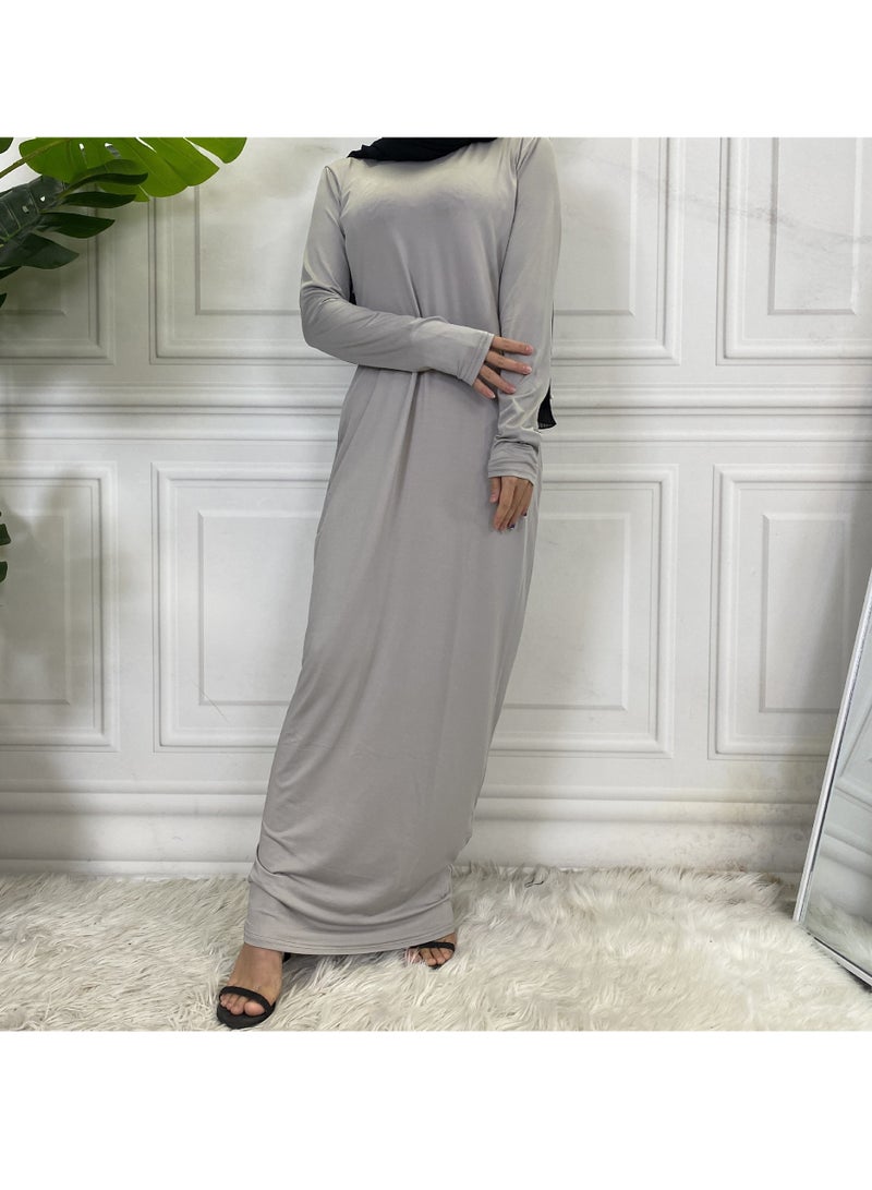 Mock Neck Casual Abaya, Soft Breathable Long Sleeve Women Abaya Dress, Long Lasting Comfortable Normal Muslim Women Islamic Dress for Prayer, Daily Wear, Occasion Wear, ( Size S, Royal Blue )