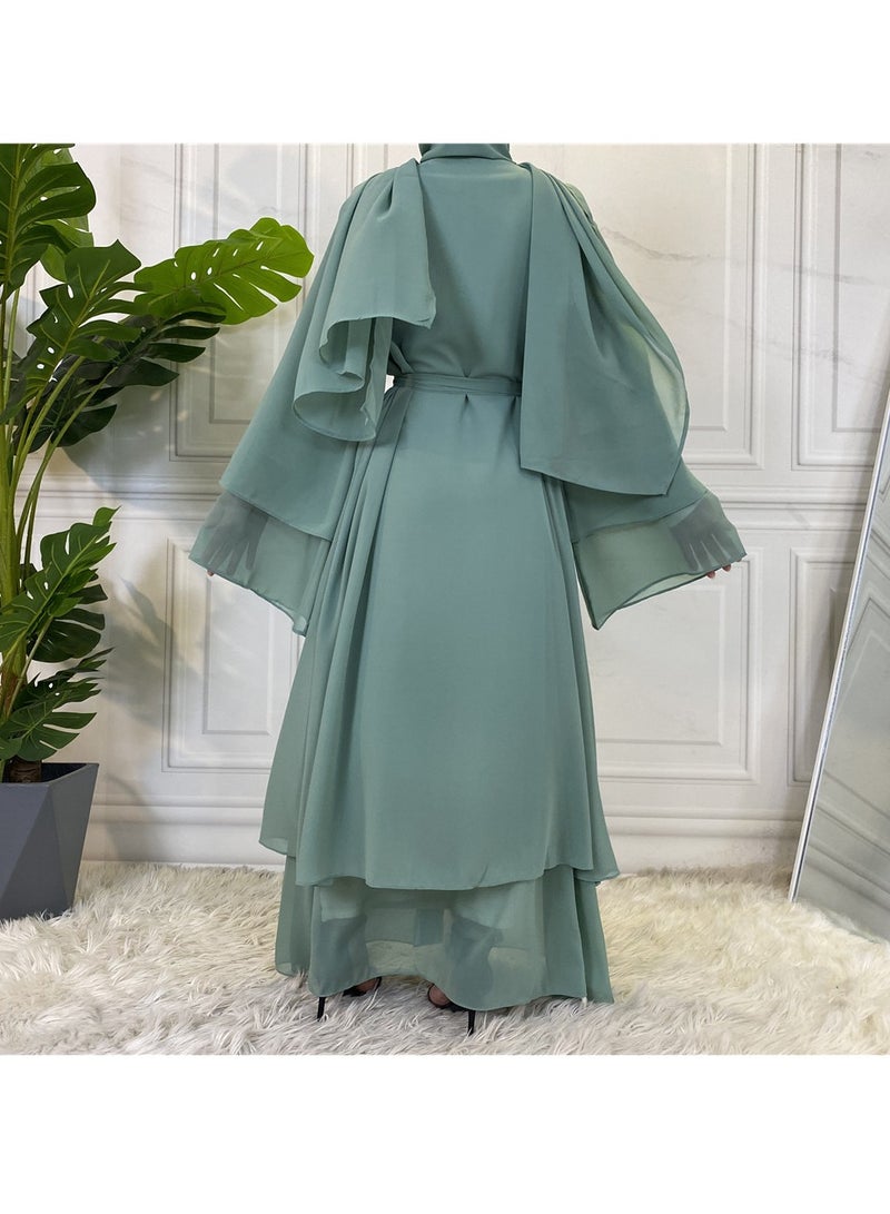 Women Abaya, Comfortable Muslim Dress Solid Loose Fit Long Cardigan Hijab, Durable And Breathable Robe Open Front Kaftan Maxi Dress For Women Teens, (Size L, Army Green)