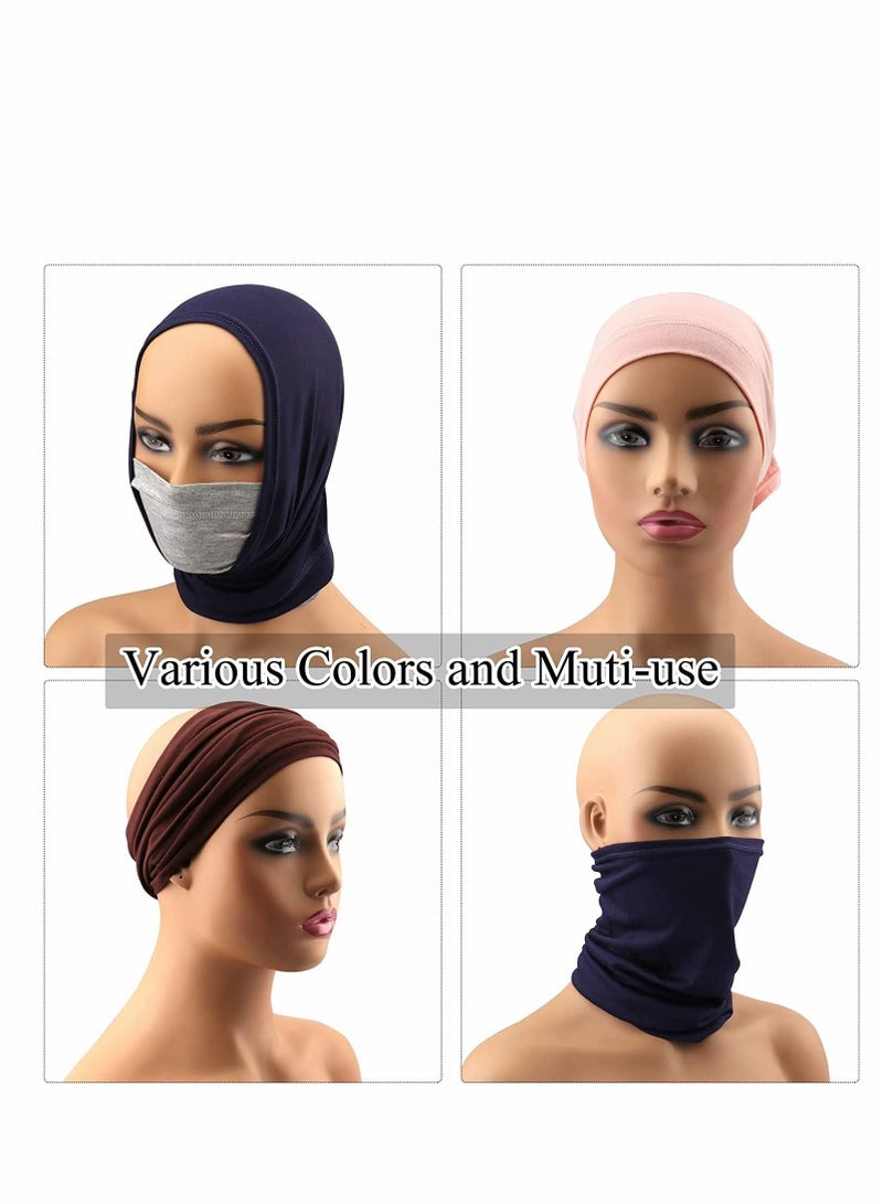 Hijab Undercap Scarf, 12Pcs Under Caps for Women Men Turban Head Wraps Solid Color Tube Unisex