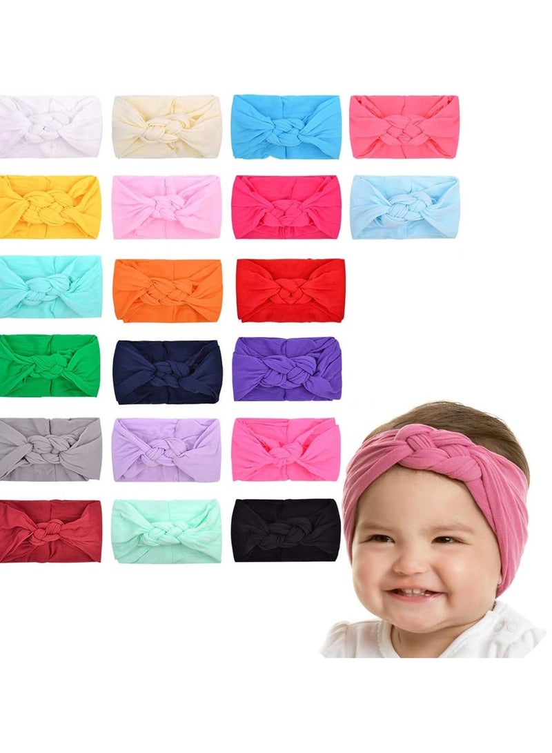 20pcs Bows Headbands Baby Girls, Baby Girls Nylon Headbands Hairband Elastic Turban Hair Accessories for Kids Toddlers Infants