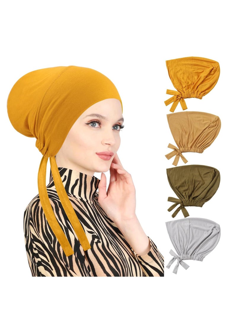 4PCS Women's Chemo Headwear - Stylish Islamic Hijab Caps for Comfort & Modesty