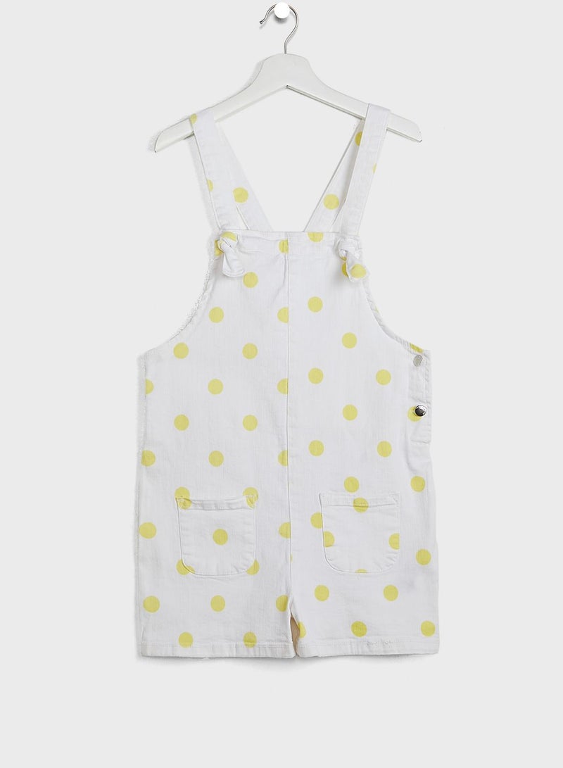 Kids Polka Printed Dungaree