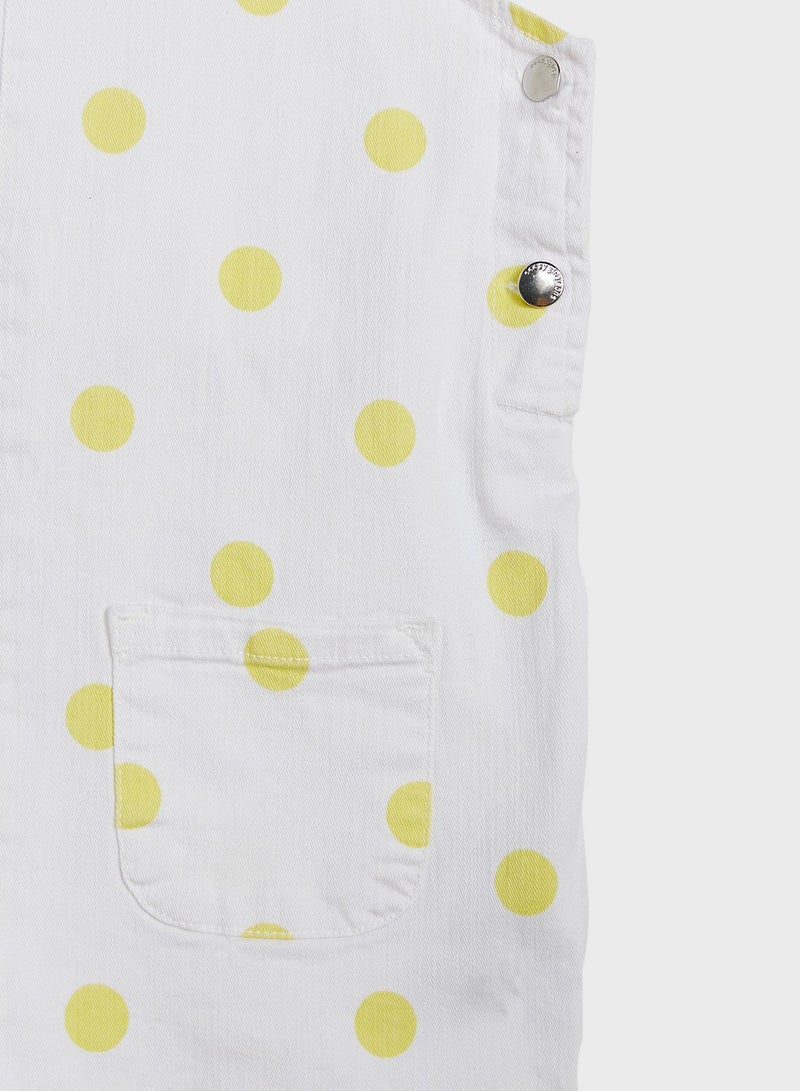 Kids Polka Printed Dungaree