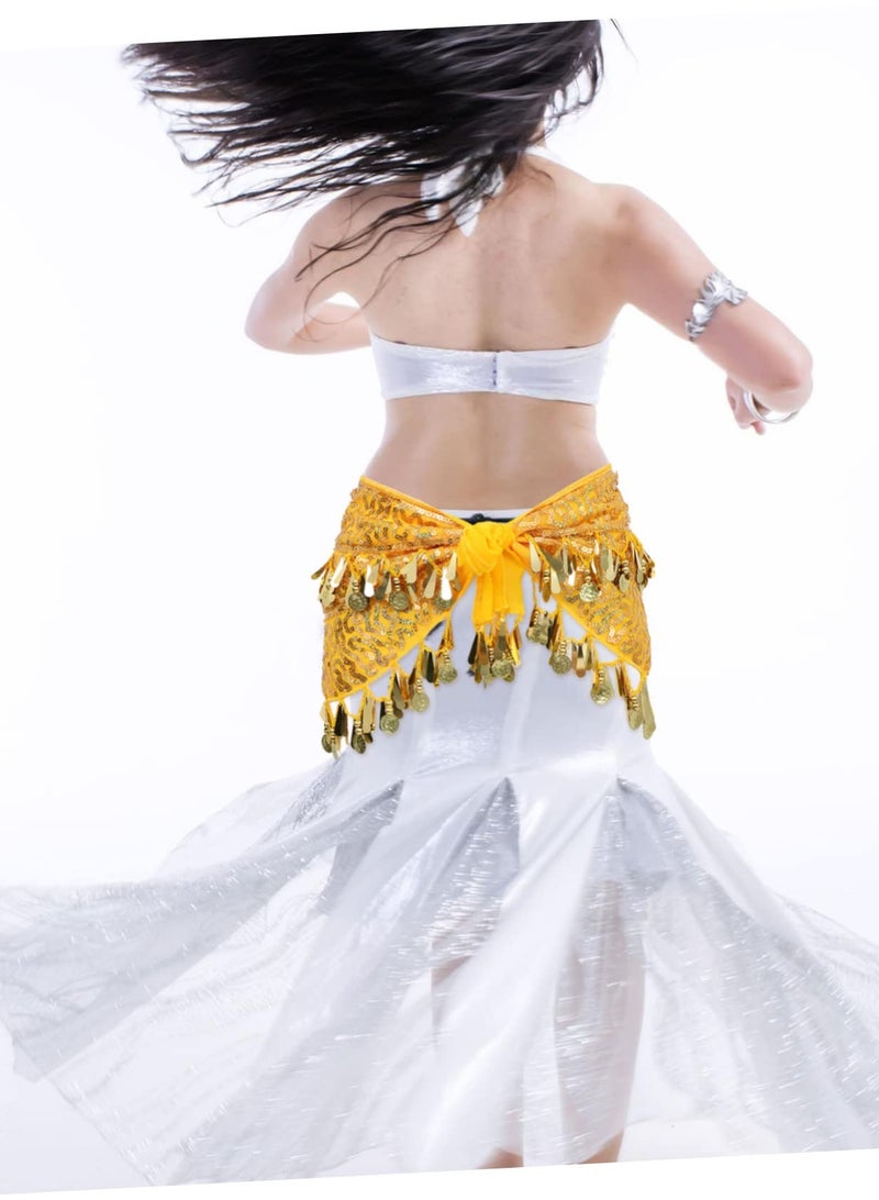 Gold Coin Belly Dance Hip Scarf - Chiffon Skirt for Women & Girls, Perfect for Latin, Zumba, Yoga & Dance Classes