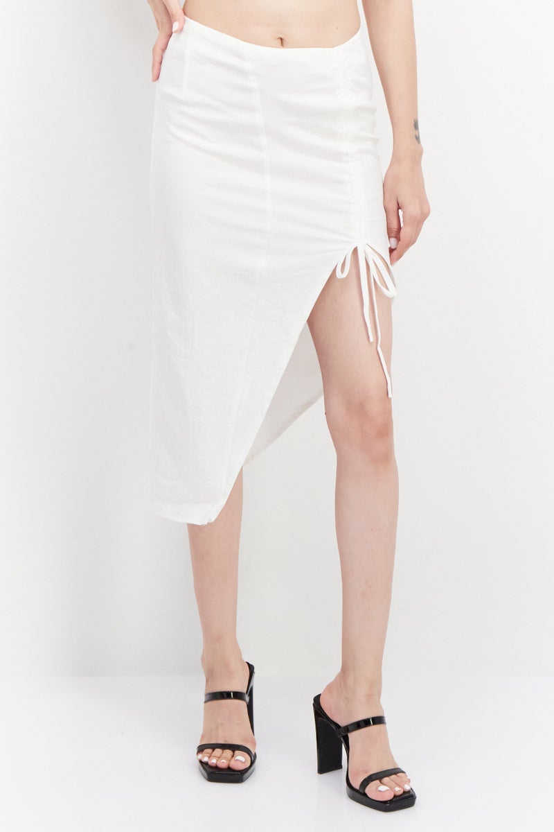 Women Plain Midi Skirt, White