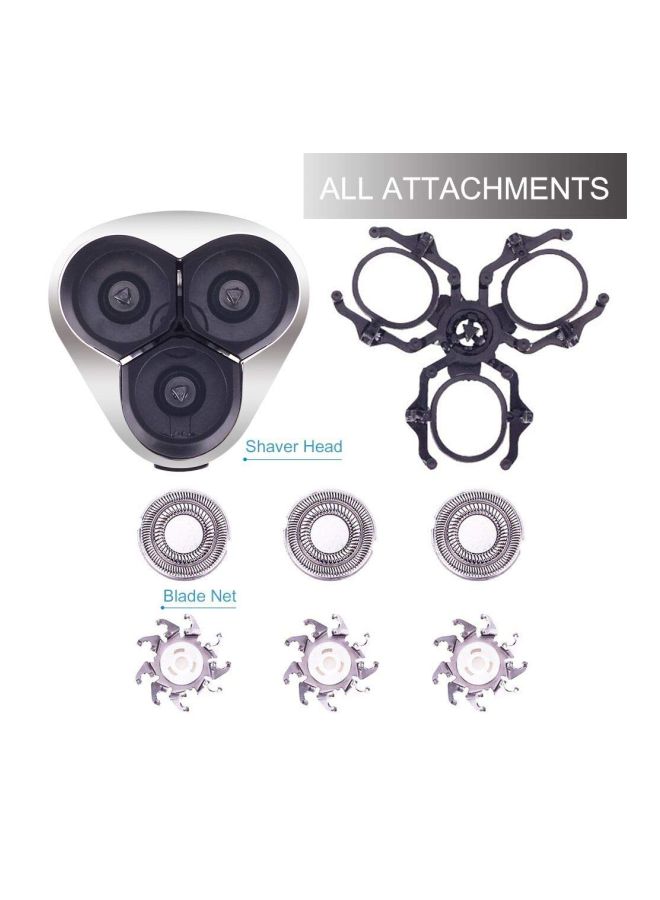 Rotary Replaceable Heads For Electric Shaver Silver/Black