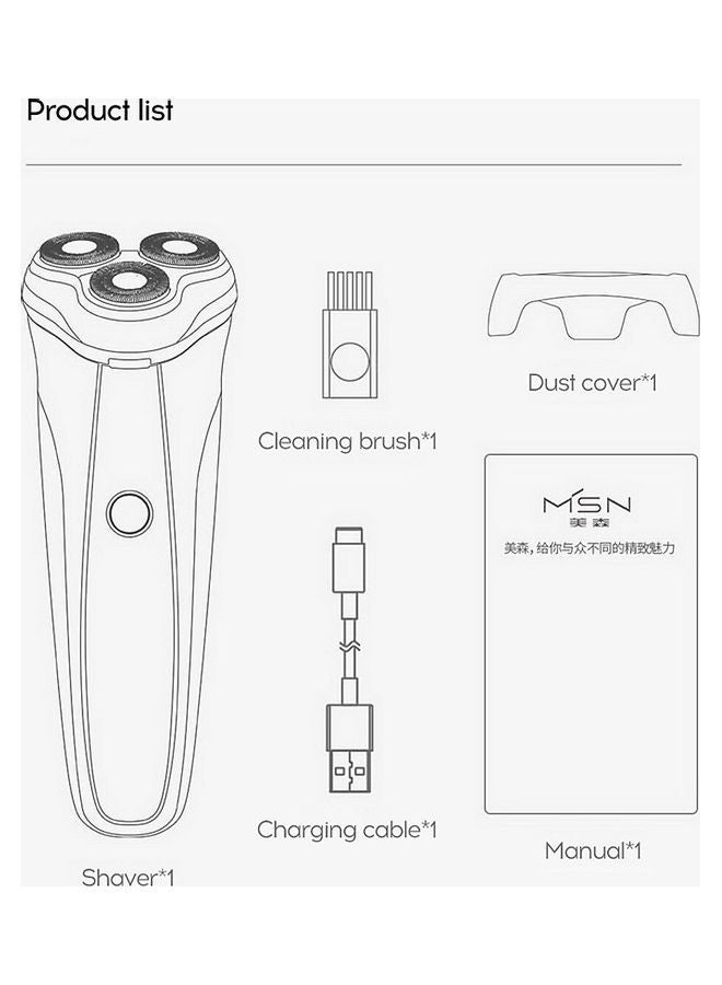 Rechargeable Electric Shaver Black/Blue/Silver