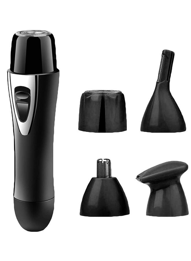 4-In-1 Rechargeable Hair Remover Shaver With Heads Black/Silver
