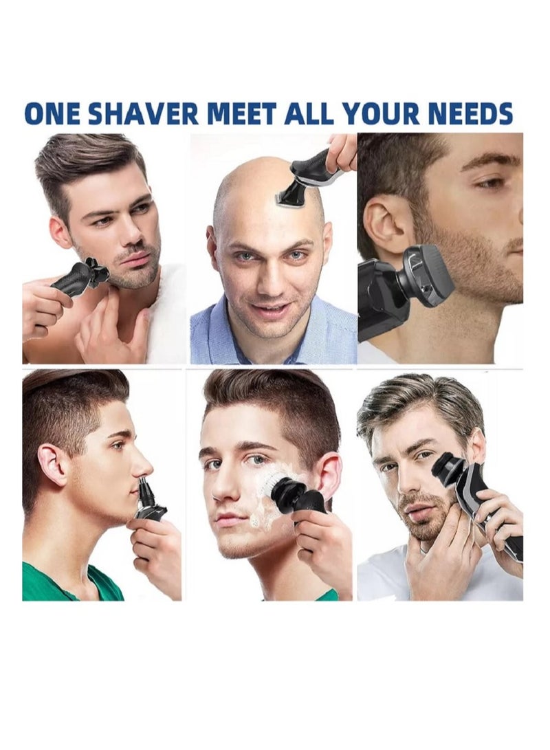 6 IN 1 Rotary Electric Shaver Rechargeable Men Beard Trimmer Razor Grooming Kit