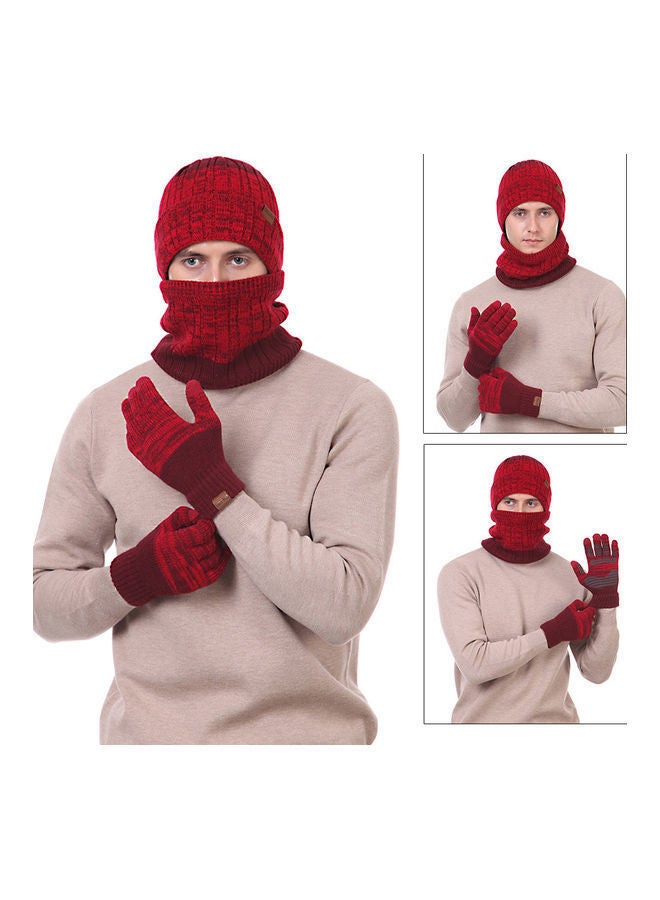 1-Pair Winter Warm Gloves with Hat and Neck Gaiter