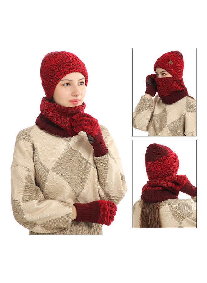 1-Pair Winter Warm Gloves with Hat and Neck Gaiter