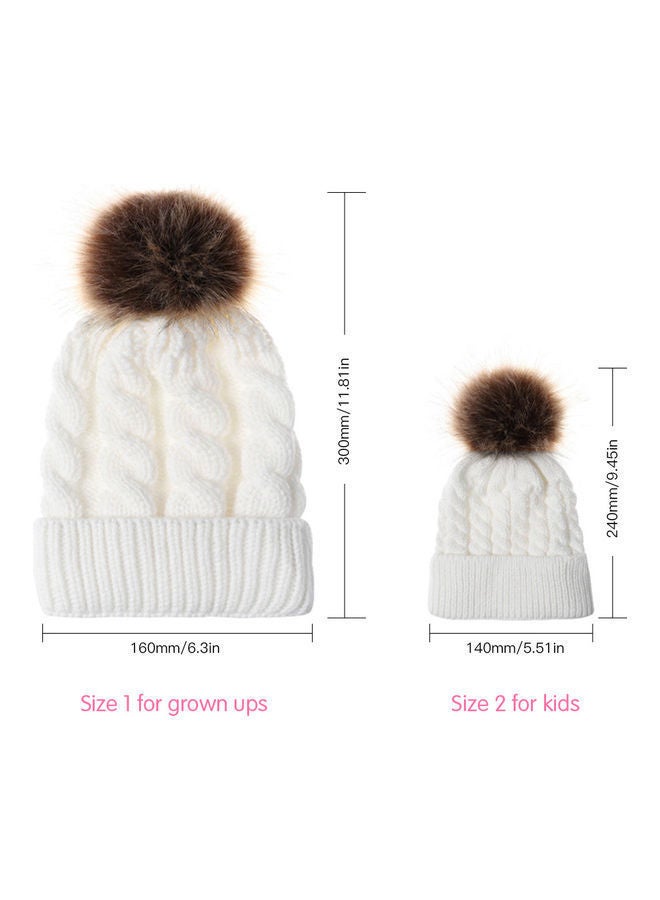 Winter Warm Women Knitted Crochet Wool Hat Hair Ball Earmuffs Caps Infant Toddler Kid Cute Hairball Beanie Cap 25.0x15.0x3.0cm