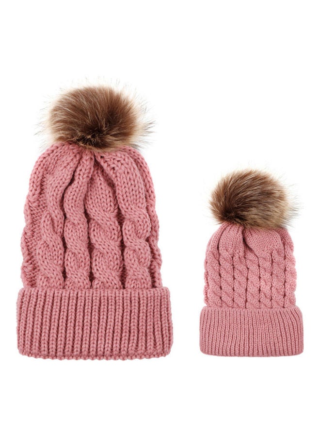 Winter Warm Women Knitted Crochet Wool Hat Hair Ball Earmuffs Caps Infant Toddler Kid Cute Hairball Beanie Cap 25.0x15.0x3.0cm