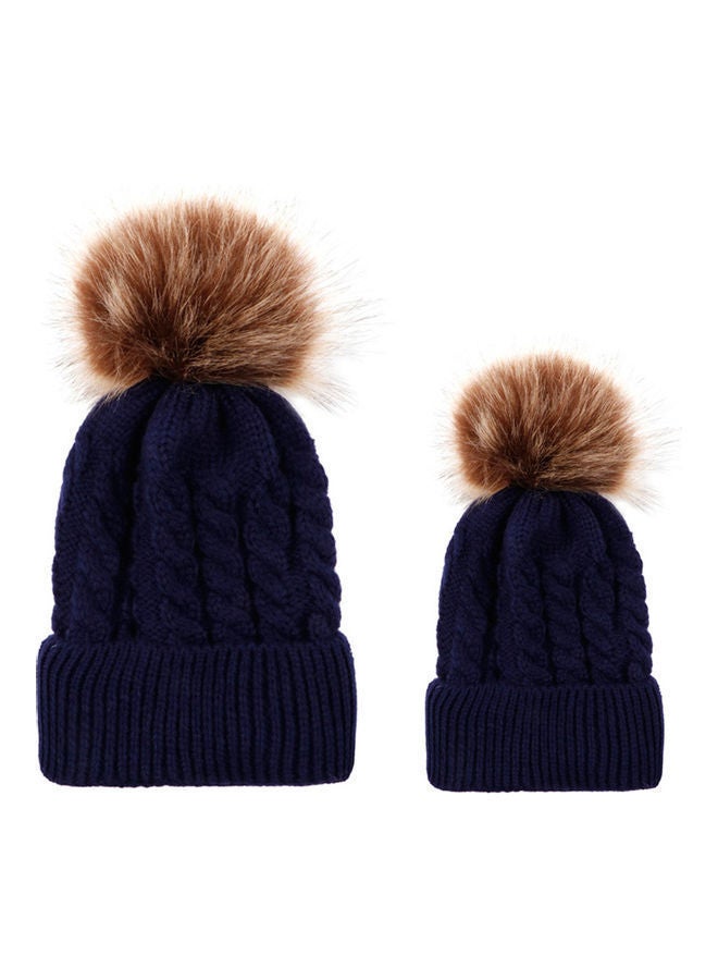 Winter Warm Women Knitted Crochet Wool Hat Hair Ball Earmuffs Caps Infant Toddler Kid Cute Hairball Beanie Cap 25.0x15.0x3.0cm