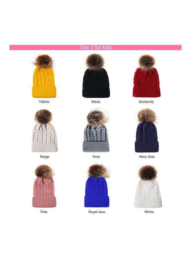 Winter Warm Women Knitted Crochet Wool Hat Hair Ball Earmuffs Caps Infant Toddler Kid Cute Hairball Beanie Cap 25.0x15.0x3.0cm