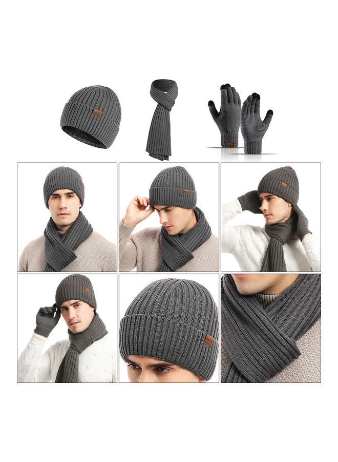 1-Pair Winter Warm Gloves with Hat and Neck Scarf