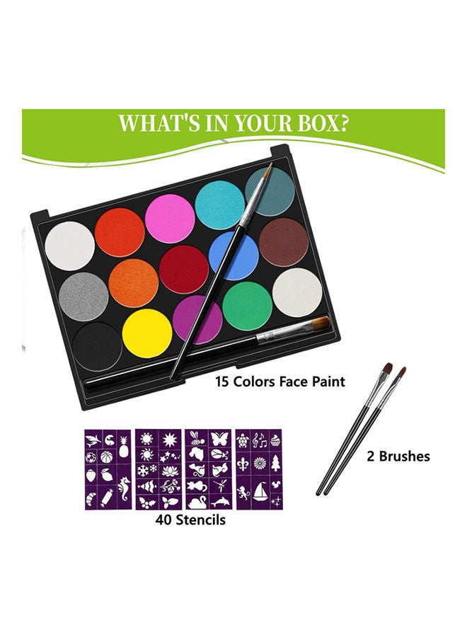 Face Paint Kits For Kids - 15 Colors Non-Toxic Professional Quality Palette Body Painting Supplies